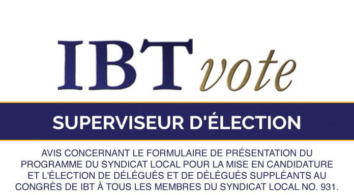 SUPERVISEUR D’ÉLECTION FORMULAIRE 2