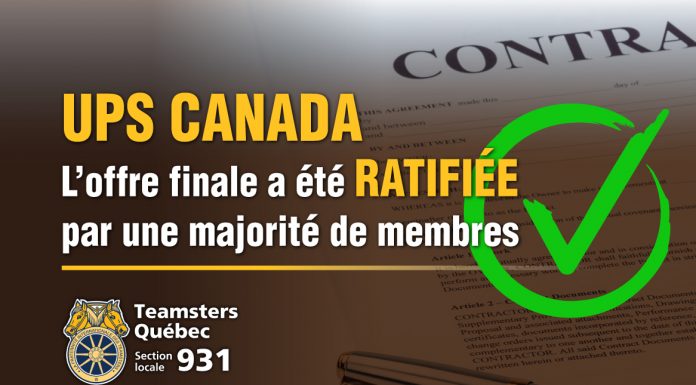 Contrat de travail ratifié chez UPS